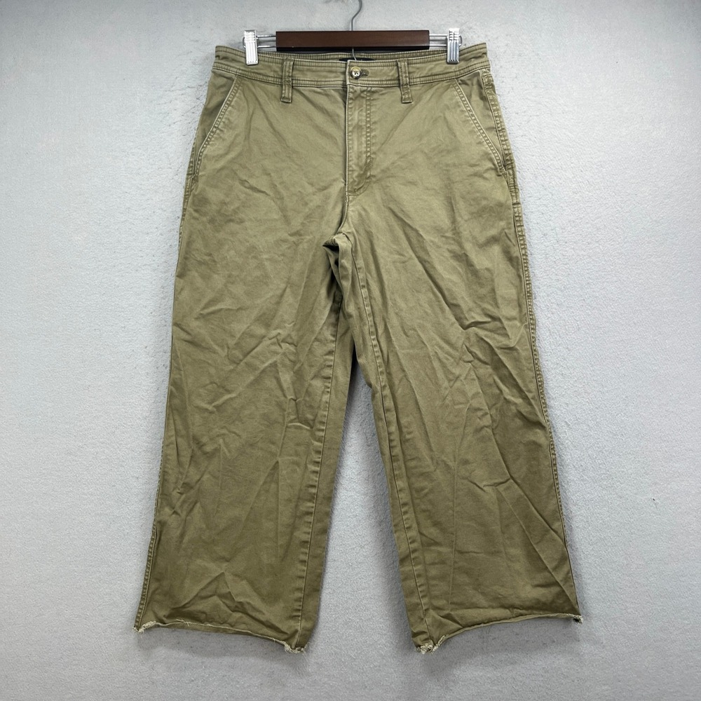 Banana Republic Pants Womens 8 Army Green Wide Leg Baggy Cropped Raw Hem Preppy